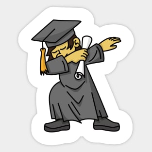 Asian boy student dab dabbing graduation school Sticker